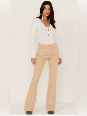 IDYLLWIND by Miranda Lambert Irish Cream Flare Jeans High Rise Size 4 Stretch